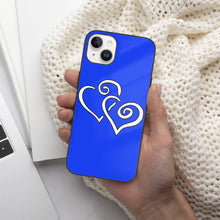 Load image into Gallery viewer, Ti Amo I love you - Exclusive Brand  - Blue Blue Eyes  - Double White Heart  - iPhone 14 Glass Case (2 cameras)
