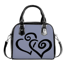 Load image into Gallery viewer, Ti Amo I love you - Exclusive Brand - Cool Grey - Double Black Heart -  Shoulder Handbag
