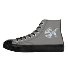 Load image into Gallery viewer, Ti Amo I love you - Exclusive Brand  - Natural Gray- Angry Fish - High Top Canvas Shoes - Black  Soles
