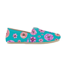 Load image into Gallery viewer, Ti Amo I love you  - Exclusive Brand  - Turquoise with Flowers - Casual Flat Driving Shoe
