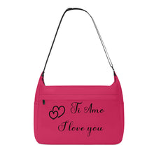 Load image into Gallery viewer, Ti Amo I love you - Exclusive Brand - Cerise Red 2 - Double Black Heart Logo - Journey Computer Shoulder Bag
