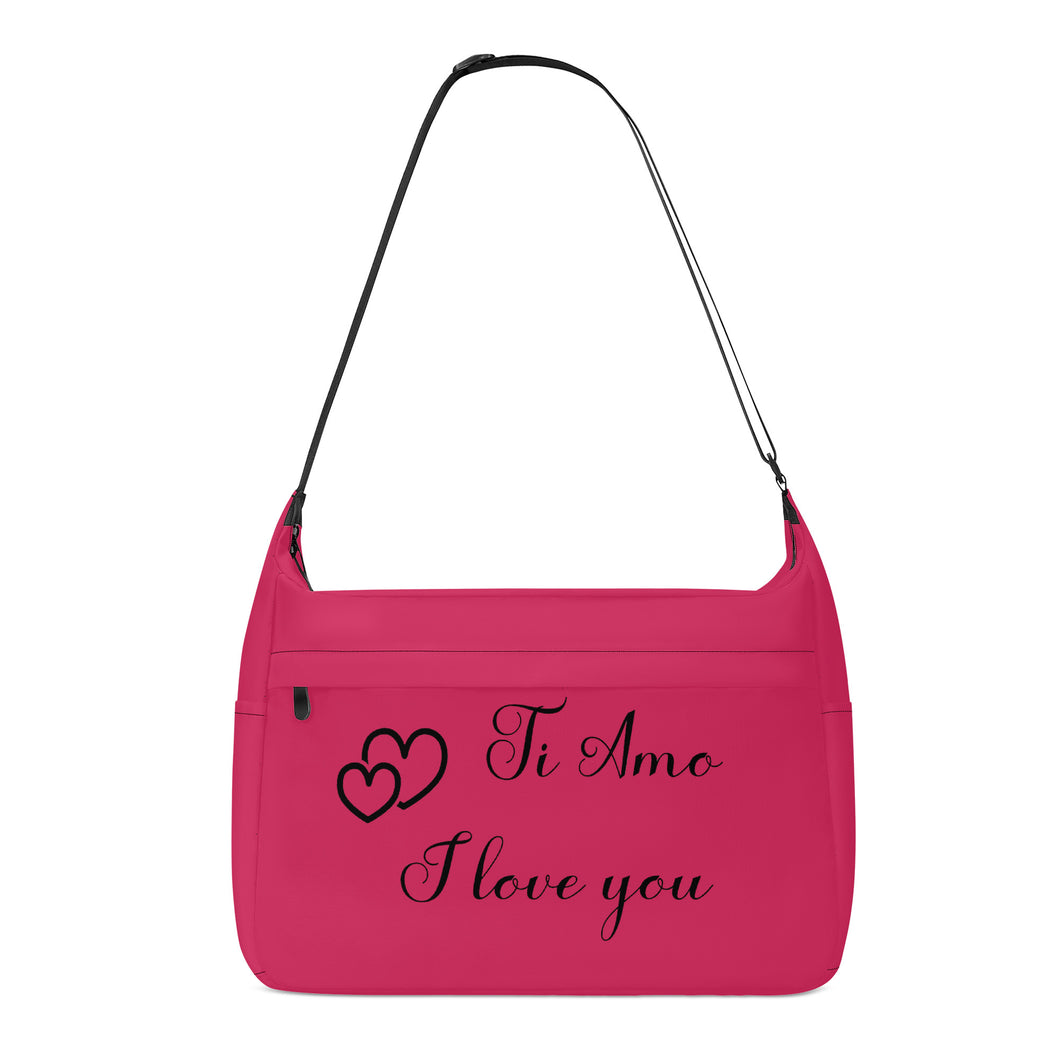 Ti Amo I love you - Exclusive Brand - Cerise Red 2 - Double Black Heart Logo - Journey Computer Shoulder Bag