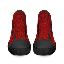 Load image into Gallery viewer, Ti Amo I love you - Exclusive Brand - Christmas Snow Flake - High-Top Canvas Shoes - Black Soles
