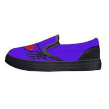 Load image into Gallery viewer, Ti Amo I love you - Exclusive Brand  - Dark Purple - Skeleton Hands with Heart  - Kids Slip-on shoes - Black Soles
