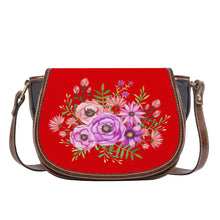 Load image into Gallery viewer, Ti Amo I love you - Exclusive Brand - Arsenal Red - Floral Bouquet - Saddle Bag
