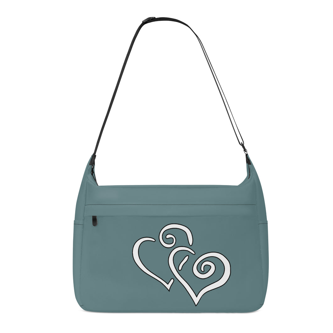 Ti Amo I love you - Exclusive Brand - Light Blue Haze - Double White Heart - Journey Computer Shoulder Bag
