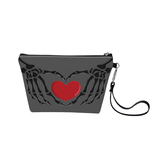 Ti Amo I love you - Exclusive Brand  - Davy's Grey - Skeleton Hands with Heart - Sling Cosmetic Bag
