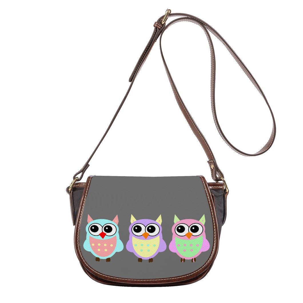 Ti Amo I love you - Exclusive Brand  - Dove Gray - 3 Owls -  Saddle Bag