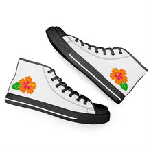 Load image into Gallery viewer, Ti Amo I love you - Exclusive Brand - White -  Hawaiian Flower - High-Top Canvas Shoes - Black Soles
