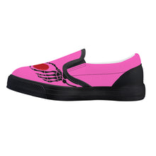 Load image into Gallery viewer, Ti Amo I love you - Exclusive Brand - Hot Pink - Skeleton Hands with Heart- Kids Slip-on shoes - Black Soles
