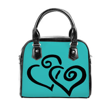 Load image into Gallery viewer, Ti Amo I love you - Exclusive Brand - Maximum Blue Green- Double Black Heart -  Shoulder Handbag

