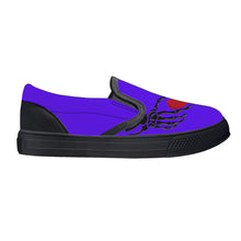 Load image into Gallery viewer, Ti Amo I love you - Exclusive Brand  - Dark Purple - Skeleton Hands with Heart  - Kids Slip-on shoes - Black Soles
