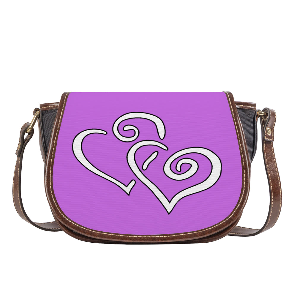 Ti Amo I love you - Exclusive Brand - Lavender - Double White Heart - Saddle Bag