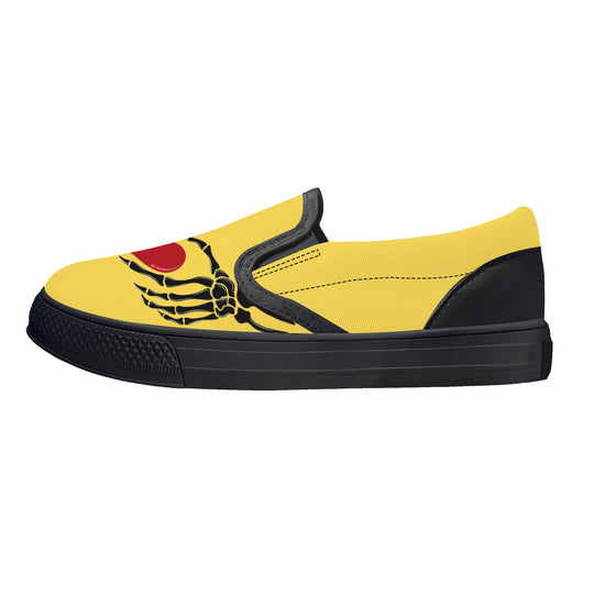Ti Amo I love you - Exclusive Brand- Mustard Yellow - Skeleton Hands with Heart - Slip-on shoes - Black Soles
