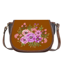 Load image into Gallery viewer, Ti Amo I love you - Exclusive Brand - Brown - Floral Bouquet - Saddle Bag
