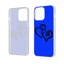 Load image into Gallery viewer, Ti Amo I love you - Exclusive Brand  - Blue Blue Eyes - Double Black Heart -  iPhone 14 Transparent Acrylic Case (3 cameras)
