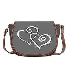 Load image into Gallery viewer, Ti Amo I love you - Exclusive Brand - Dove Gray - Double White Heart - Saddle Bag
