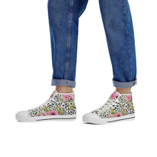 Load image into Gallery viewer, Ti Amo I love you  - Exclusive Brand  - Leopard &amp; Flowers - High-Top Canvas Shoes - White
