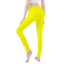 Load image into Gallery viewer, Ti Amo I love you - Exclusive Brand  - Psychedelic Yellow -  White Daisy -  Yoga Leggings
