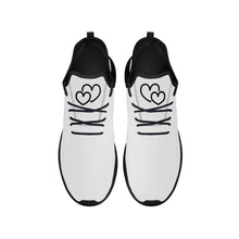 Load image into Gallery viewer, Ti Amo I love you - Exclusive Brand  - White - Double Black Heart - Lightweight Mesh Knit Sneaker - Black Soles
