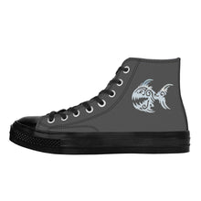 Load image into Gallery viewer, Ti Amo I love you - Exclusive Brand - Davy&#39;s Grey - Angry Fish - High Top Canvas Shoes - Black  Soles
