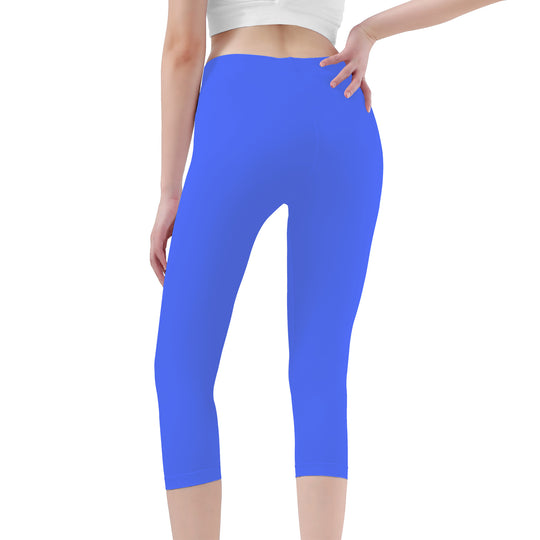 Ti Amo I love you - Exclusive Brand  - Neon Blue - Capri Yoga Leggings - Sizes 2XS-5XL