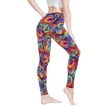 Load image into Gallery viewer, Ti Amo I love you - Exclusive Brand - Primary Color Multicolor Swirl - Womens / Teen Girls / Womens Plus Size - Yoga Leggings - Sizes XS-3XL
