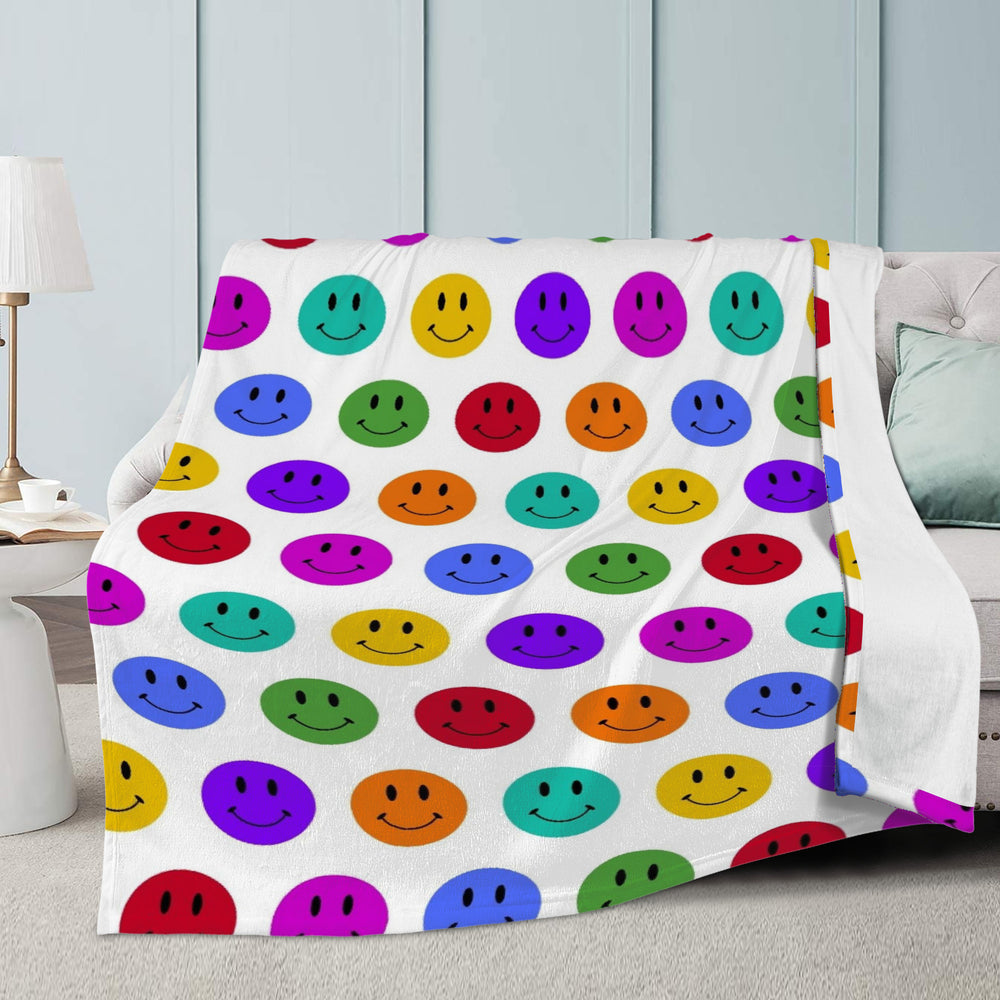Ti Amo I love you - Exclusive Brand  - Rainbow Smiley Faces - Micro Fleece Blankets