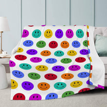 Load image into Gallery viewer, Ti Amo I love you - Exclusive Brand  - Rainbow Smiley Faces - Micro Fleece Blankets
