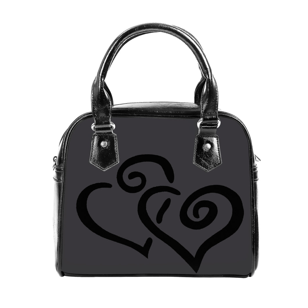 Ti Amo I love you - Exclusive Brand - Ship Gray - Double Black Heart -  Shoulder Handbag