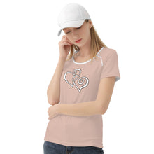 Load image into Gallery viewer, TI Amo I love you - Exclusive Brand - Light Rose Fog - Double White Heart - Women&#39;s T shirt
