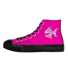 Load image into Gallery viewer, Ti Amo I love you - Exclusive Brand  - Hollywood Cerise - Angry Fish - High Top Canvas Shoes - Black  Soles
