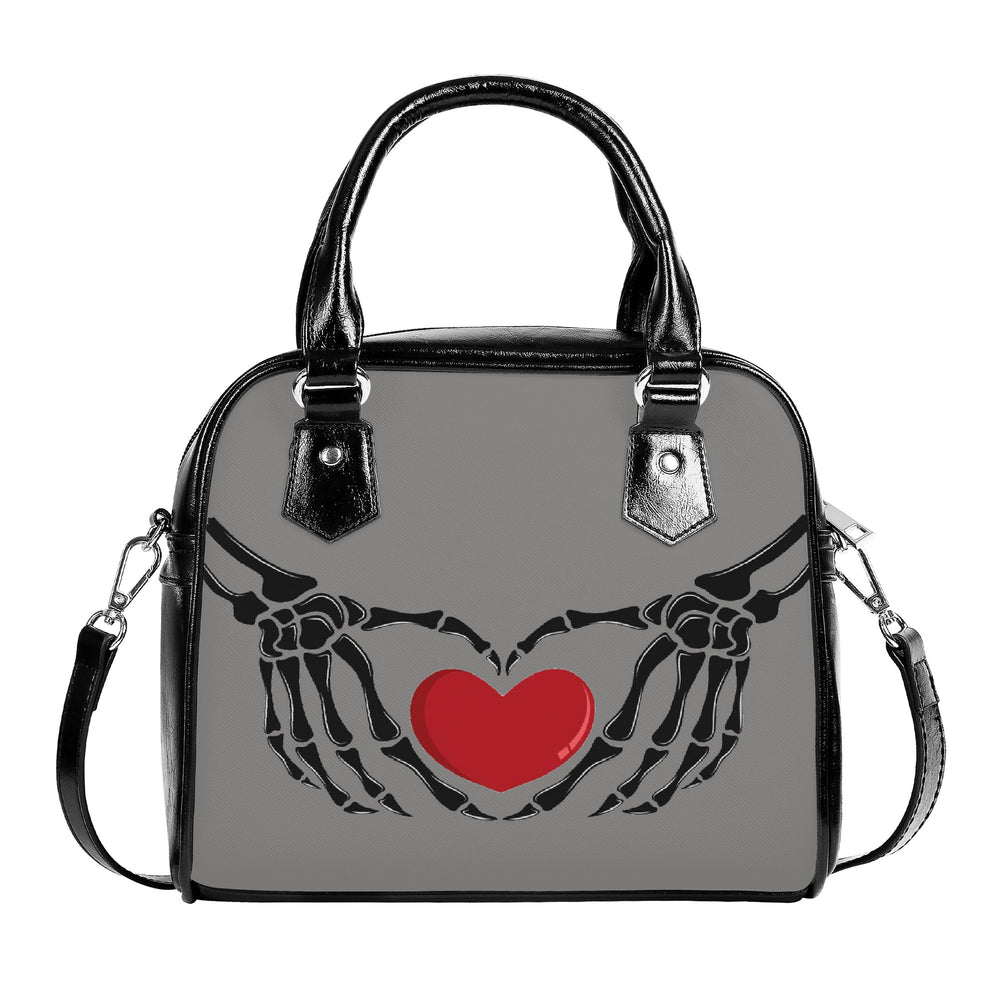 Ti Amo I love you  - Exclusive Brand  - Natural Gray - Skeleton Hands with Heart - Shoulder Handbag
