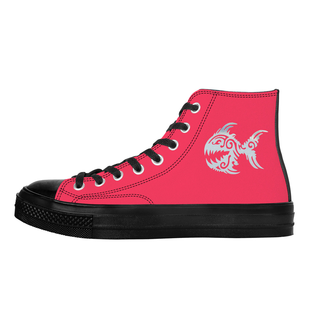 Ti Amo I love you - Exclusive Brand  - Radical Red - Angry Fish - High Top Canvas Shoes - Black  Soles