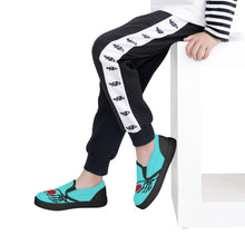 Load image into Gallery viewer, Ti Amo I love you - Exclusive Brand  - Medium Turquoise Blue - Skeleton Hands with Heart  - Kids Slip-on shoes - Black Soles
