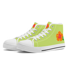 Load image into Gallery viewer, Ti Amo I love you - Exclusive Brand - Hawaiian Flower - Womens High-Top Canvas Shoes - White Soles
