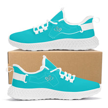 Load image into Gallery viewer, Ti Amo I love you - Exclusive Brand  - Vivid Cyan (Robin&#39;s Egg Blue)-  Double Heart - Womens Mesh Knit Shoes - White Soles
