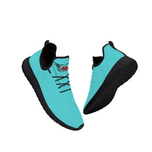 Load image into Gallery viewer, Ti Amo I love you - Exclusive Brand - Medium Turquoise Blue - Skelton Hands with Heart - Mens / Womens - Lightweight Mesh Knit Sneaker - Black Soles
