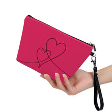 Load image into Gallery viewer, Ti Amo I love you - Exclusive Brand - Cerise Red 2 - Double Script Heart - Sling Cosmetic Bag
