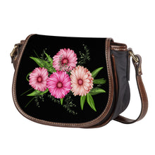 Load image into Gallery viewer, Ti Amo I love you - Exclusive Brand - Black - Pink Floral - Saddle Bag
