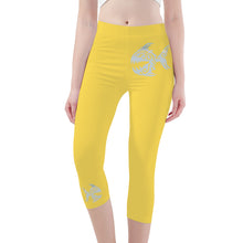 Load image into Gallery viewer, Ti Amo I love you - Exclusive Brand - Mustard Yellow - Angry Fish - Capri Yoga Leggings - Sizes XS-3XL
