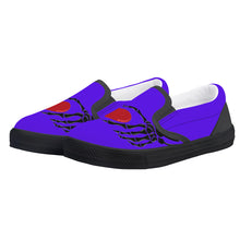 Load image into Gallery viewer, Ti Amo I love you - Exclusive Brand  - Dark Purple - Skeleton Hands with Heart  - Kids Slip-on shoes - Black Soles
