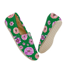 Load image into Gallery viewer, Ti Amo I love you - Exclusive Brand  - Kelly Green with Flowers - Casual Flat Driving Shoe
