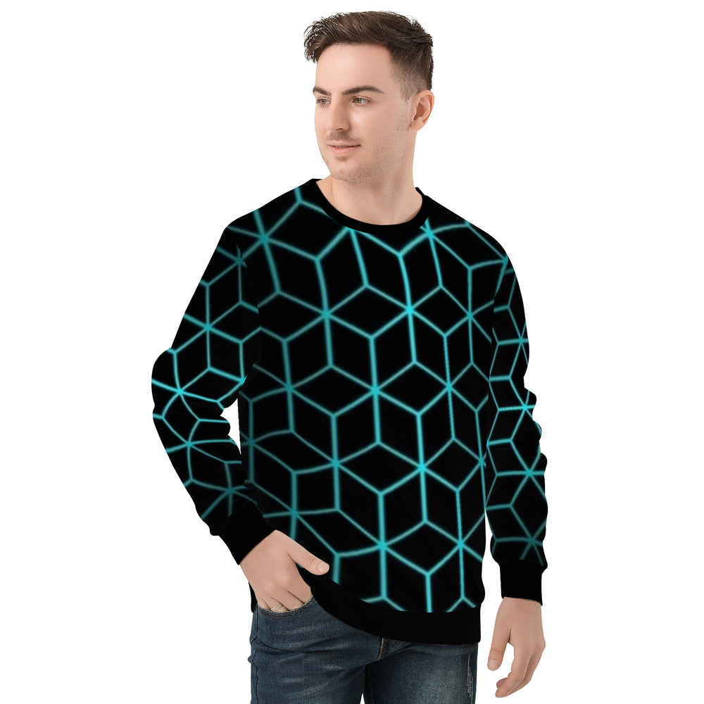 Ti Amo I love you - Exclusive Brand - Black with Verdigris 3D Boxes - Men's Sweatshirt