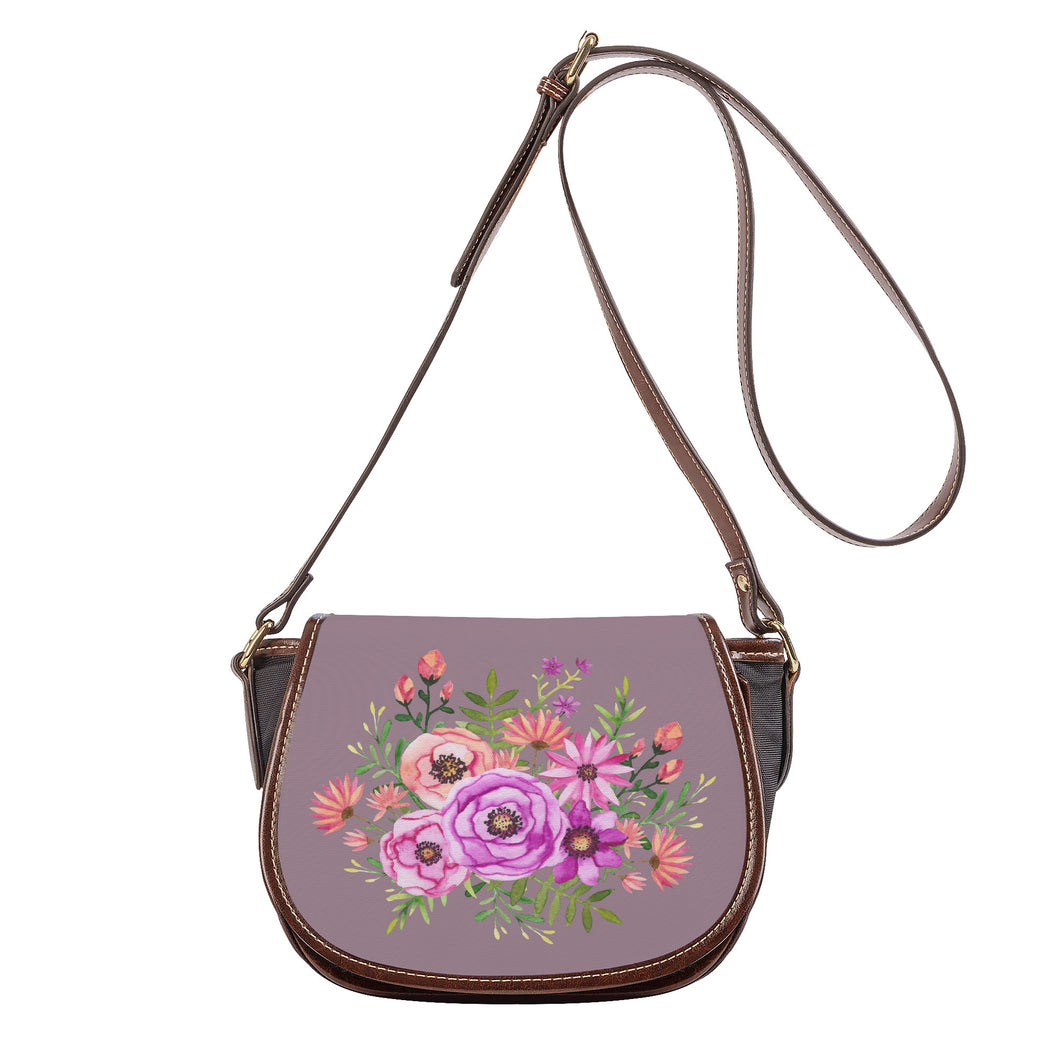 Ti Amo I love you - Exclusive Brand - Mountbatten Pink - Floral Bouquet - Saddle Bag