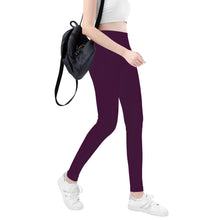 Load image into Gallery viewer, Ti Amo I love you - Exclusive Brand  - Wine Berry -  White Daisy -  Yoga Leggings
