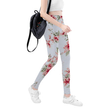 Load image into Gallery viewer, Ti Amo I love you - Exclusive Brand - Gray Floral - Womens / Teen Girls / Womens Plus Size - Yoga Leggings - Sizes XS-3XL
