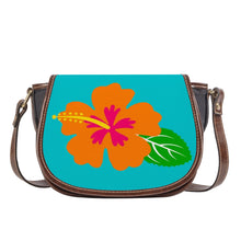 Load image into Gallery viewer, Ti Amo I love you - Exclusive Brand - Vivid Cyan (Robin&#39;s Egg Blue) - Hawaiian Flower -  Saddle Bag
