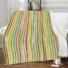 Load image into Gallery viewer, Ti Amo I love you - Exclusive Brand- Tacha &amp; Olive Green Striped Pattern - Micro Fleece Blankets
