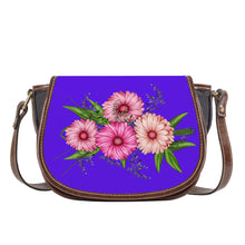 Load image into Gallery viewer, Ti Amo I love you - Exclusive Brand - Dark Purple - Pink Floral - Saddle Bag
